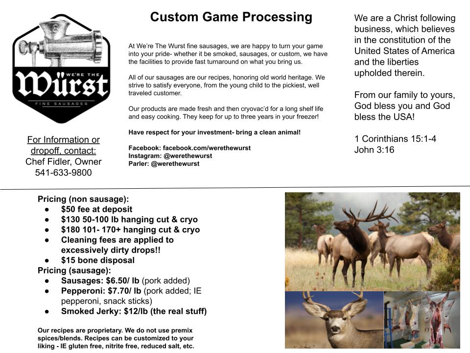 Central oregon custom game processing